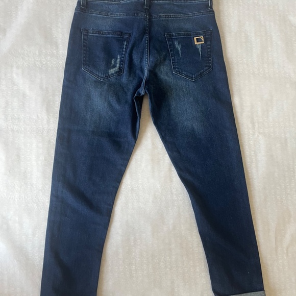 Atos Lombardini Denim Embellished Lips Casual Dark Blue  Jeans Denim Pants 26 - Picture 5 of 10